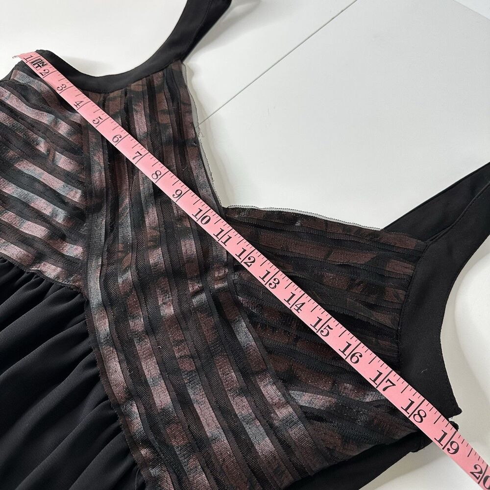 Whimsigoth Black Mesh Maxi Dress Sz 14 Dark Romantic Witchy Formal Robbie Bee - Picture 10 of 16